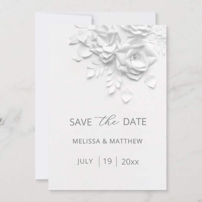 Faux Paper Cut Roses  Save The Date (Vorderseite)