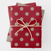 Faux papier kraft marron et rouge avec pois