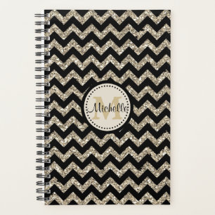 Faux Parties scintillant Chevron Gold Monogram