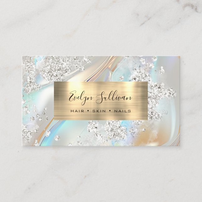 Faux Parties scintillant Pearlescent Carte de visi (Devant)