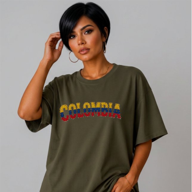 Faux Patchwork Kolumbien Country Pride Retro Tri-Blend Shirt (Von Creator hochgeladen)