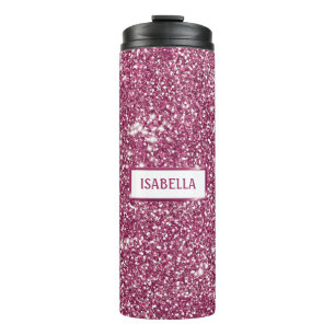 Faux-Pink-Glitter-Textur-Look mit individuellem Na Thermosbecher