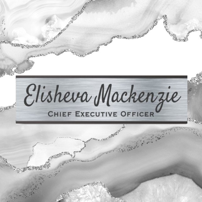 Faux Porte Office Argent Signes Nom Plaque (Créateur téléchargé)