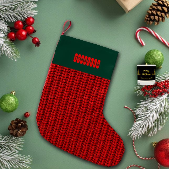 Faux-Pullover-Strickmuster mit individuellem Namen Kleiner Weihnachtsstrumpf (Von Creator hochgeladen)