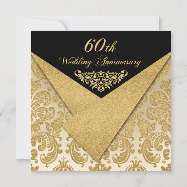 FAUX Rabats Damask 60e Anniversaire Invitation (Devant)