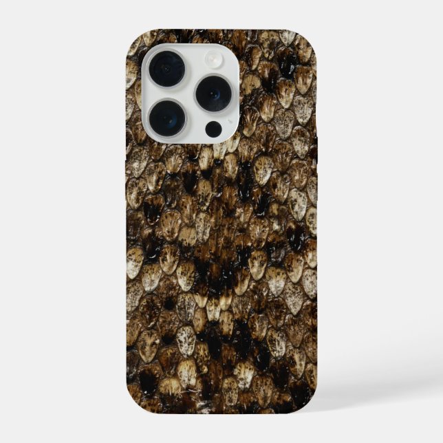 Faux Rattlesnake Snakeskin iPhone 15 Pro Hülle (Rückseite)
