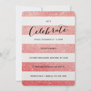 Faux Red Parties scintillant Party Invitation