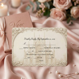 Faux-Relief-Stein-Kathedrale-Skizze Formal RSVP Karte