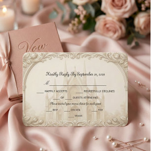 Faux-Relief-Stein-Kathedrale-Skizze Formal RSVP Karte