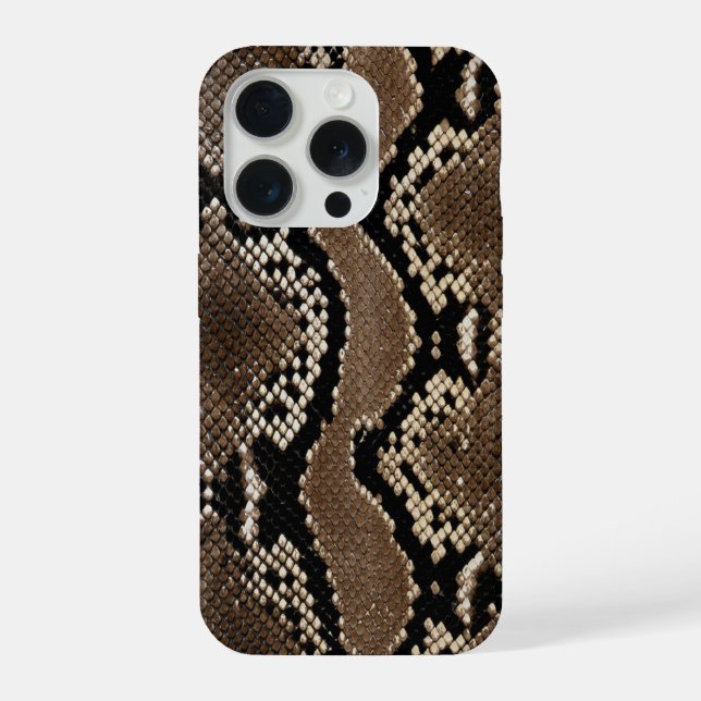 Faux Rock Python Snake Skin iPhone 15 Pro Hülle (Rückseite)
