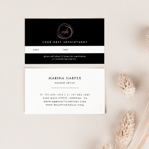 Faux Rose Gold Abstrait Logo Cartes de rendez-vous