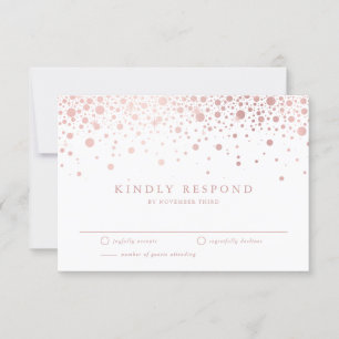 Faux Rose Gold Confetti Dots Blanc Mariage RSVP