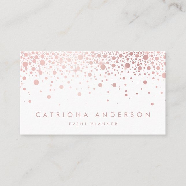 Faux Rose Gold Foil Confetti Carte de visite moder (Devant)
