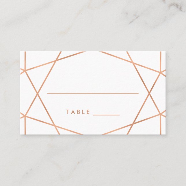 Faux Rose Gold Mariage géométrique Cartes d'escort (Devant)