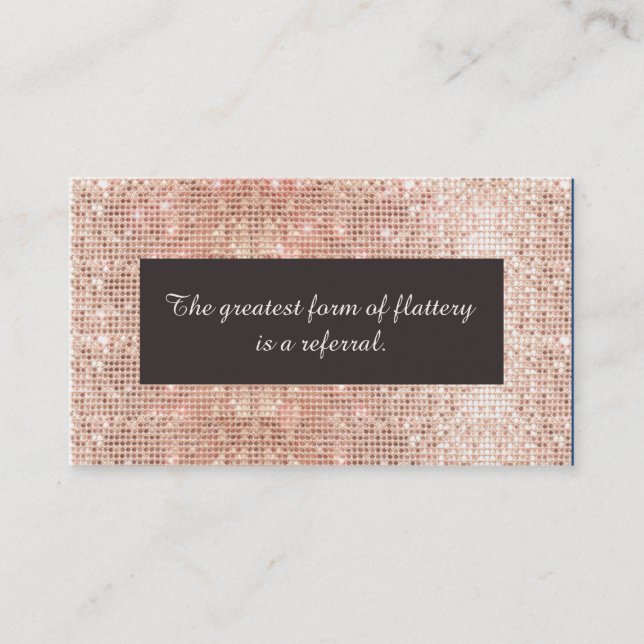 Faux Rose Gold Sequins Cosmetologie Carte de référ (Devant)