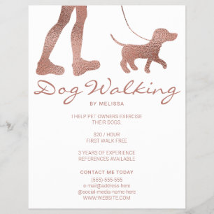 Faux-Roségold-Folien-Look Hundespaziergang & Hund Flyer