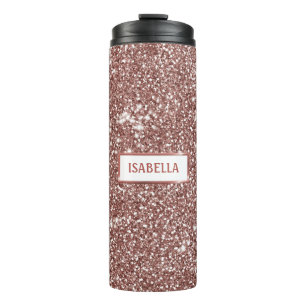 Faux-Roségold-Glitter-Textur-Look & individueller  Thermosbecher