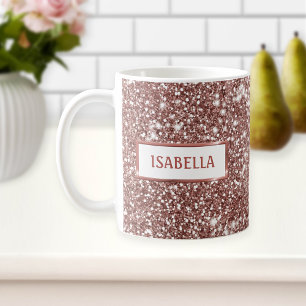 Faux-Roségold-Glitter-Textur-Look mit Ihrem Namen Kaffeetasse