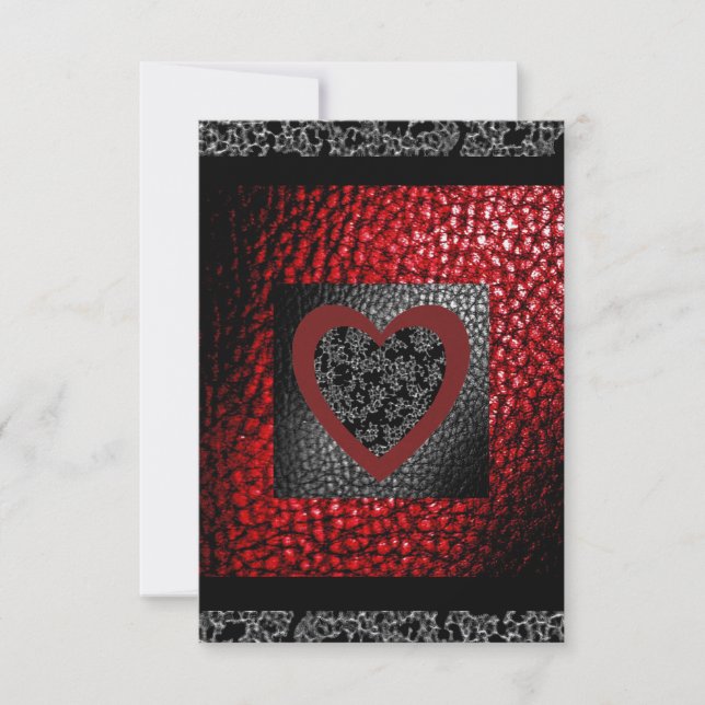 Faux Ruby Leather Valintine Lace Invitation (Devant)