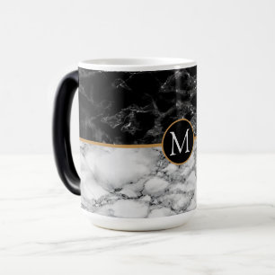 Faux Schwarz Weiß Marmor Kaffeetasse Benutzerdefin