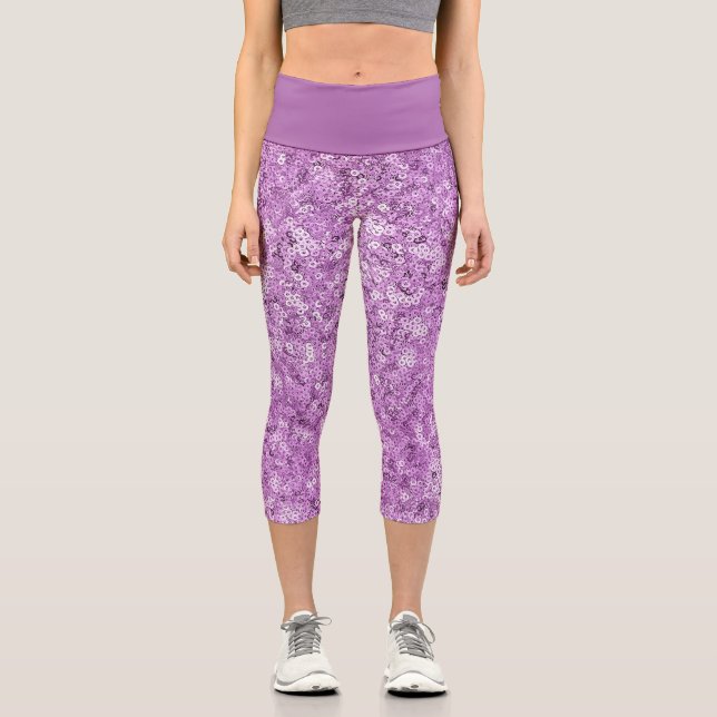 Faux Sequin Pink Pattern  Capri Leggings (Vorderseite)