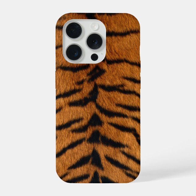 Faux Siberian Tiger Skin iPhone 15 Pro Hülle (Rückseite)