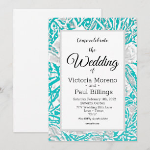 Faux Silk Embossé Illusion Rose / Invitation Turqu