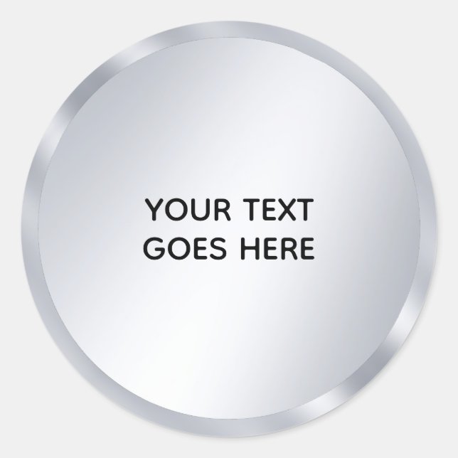Faux Silver Blank Template Elegant Add Your Text Runder Aufkleber (Vorderseite)