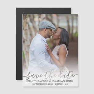 Faux Silver Foil Photo Magnet Réservez la date