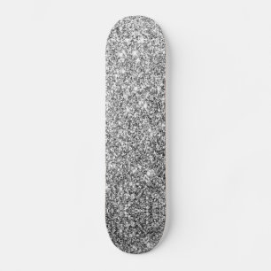 Faux Silver Glitter Sparkle Shine Skateboard