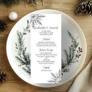 Faux Silver Snowflakes Menu Mariage d'hiver