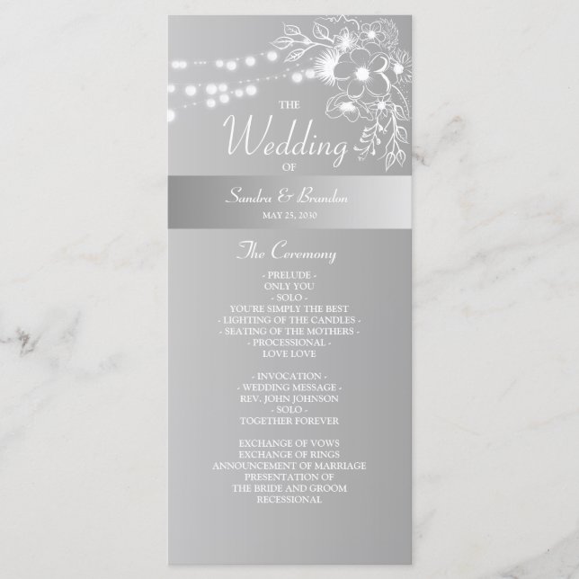 Faux Silver Wedding Programme (Devant)
