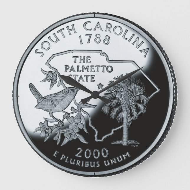 Faux South Carolina State Quarter Clock Große Wanduhr (Vorderseite)