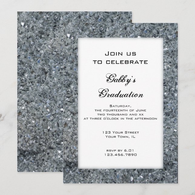 Faux Sparkle Graduation Party Invitation (Devant / Derrière)
