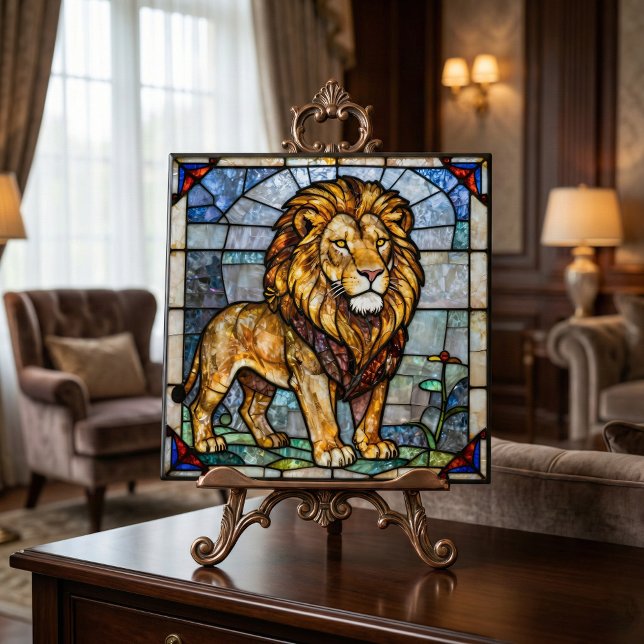 Faux Stained Glass Majestic Lion Mosaic Art Fliese (Von Creator hochgeladen)