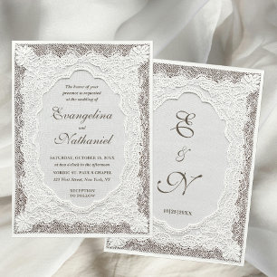 Faux Stickerei Zeitlose Spitze Formale Hochzeit Einladung