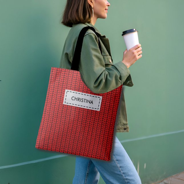 Faux Sweater Knit Custom Name & Quote Tasche (Von Creator hochgeladen)