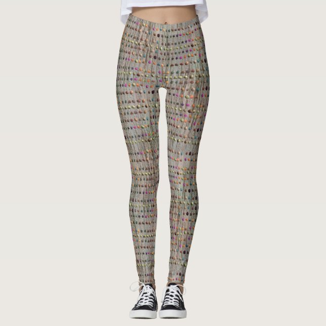 Faux-Textur mit Punktenmuster Leggings (Vorderseite)