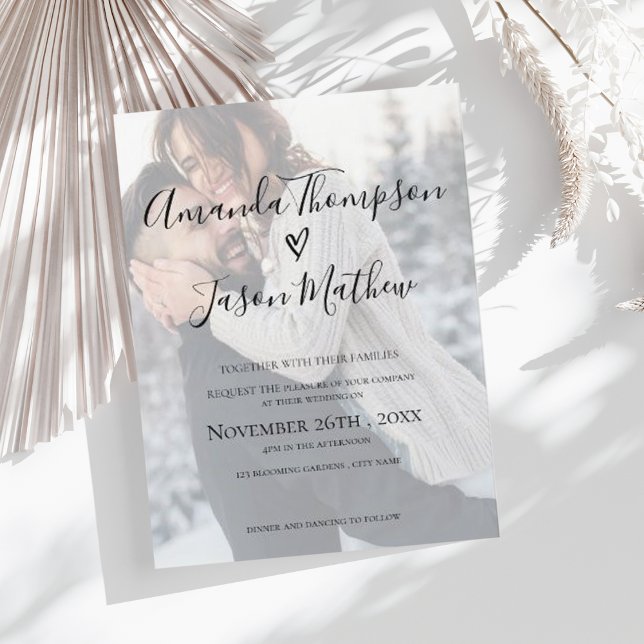 Faux Vellum Effet Faire-part de mariage photo (Faux Vellum Effect Photo Wedding Invitation)