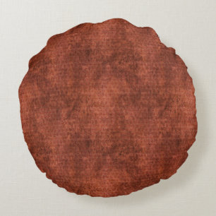 Faux Velvet - Rostrot Rundes Kissen