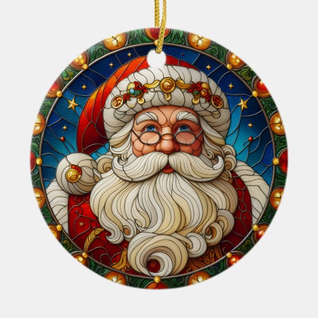 Faux Verre Trait Père Noël Ornement de Noël 3 (Devant)