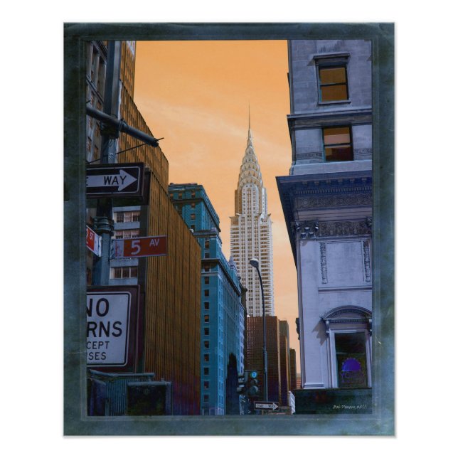 Faux-Vintage Chrysler Building Foto Druck (Vorne)