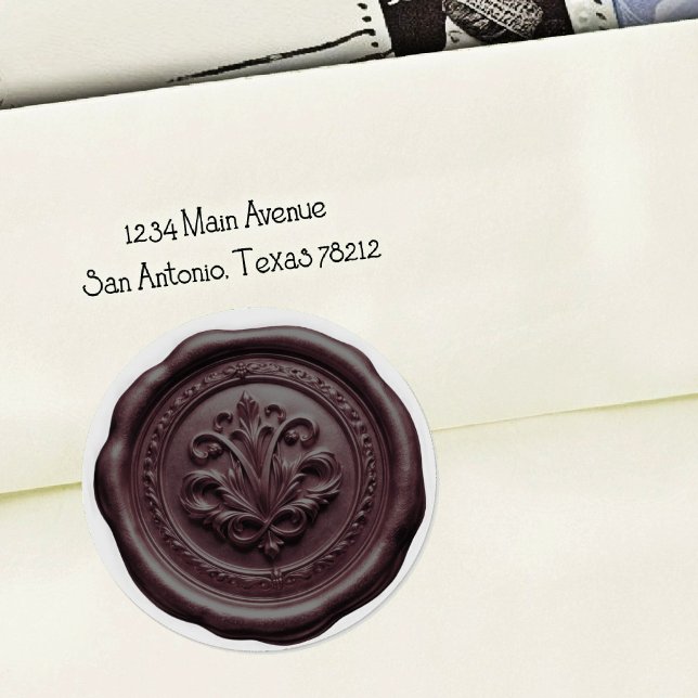 Faux Wax Envelope Seal Style 4 Dark Chocolate Runder Aufkleber (Von Creator hochgeladen)