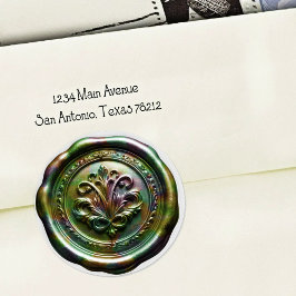 Faux Wax Envelope Seal Style 4 Green 23 Sticker