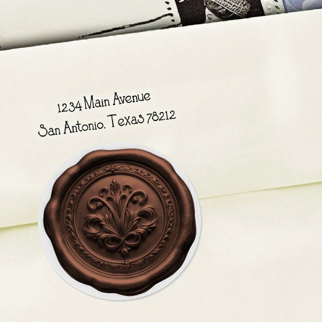 Faux Wax Envelope Seal Style 4 Milk Chocolate Runder Aufkleber (Von Creator hochgeladen)
