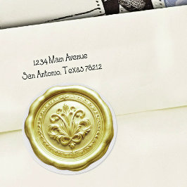 Faux Wax Envelope Seal Style 4 Pale Yellow Runder Aufkleber