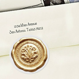 Faux Wax Envelope Seal Style 4 Soft Gold Runder Aufkleber
