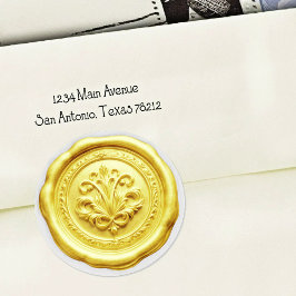 Faux Wax Envelope Seal Style 4 Yellow Runder Aufkleber