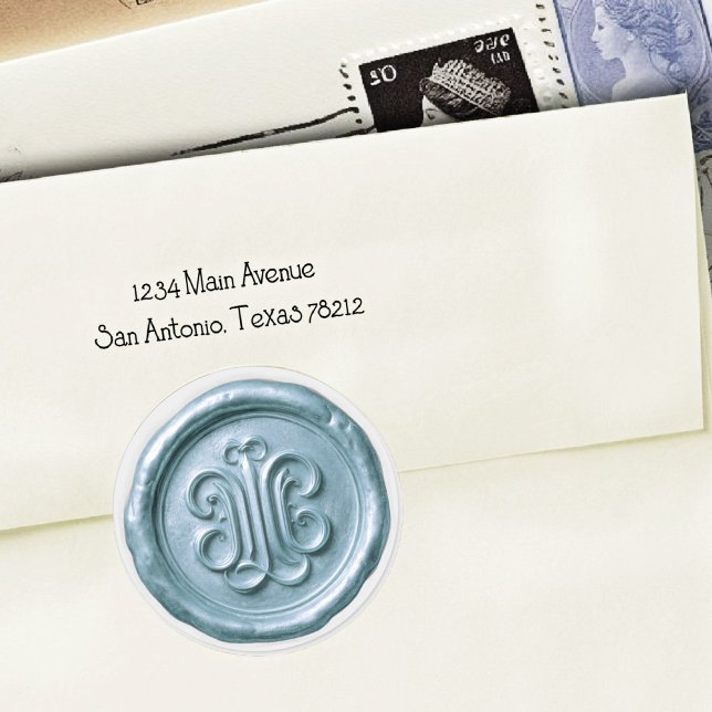 Faux Wax Seal Deep Impression Blue 3 Runder Aufkleber (Von Creator hochgeladen)