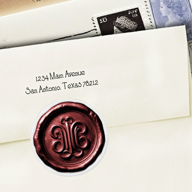 Faux Wax Seal Deep Impression Burgundy Red Runder Aufkleber (Von Creator hochgeladen)